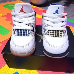 Kids White and Blue/Red Sneakers